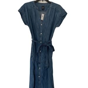 ❤️ GAP DENIM BUTTON DOWN MIDI DRESS SIZE XS NEW